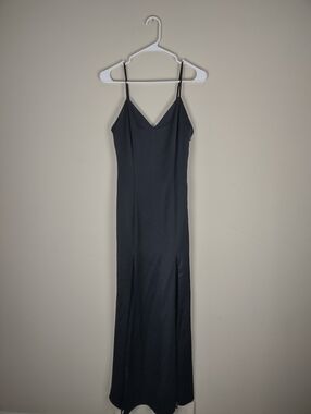 Marciano Black Slip Dress with Thin Straps & Lace Details